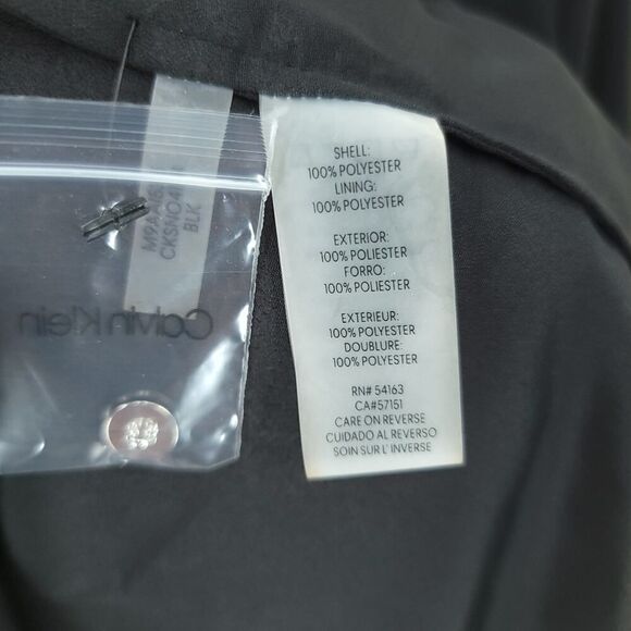 Calvin Klein Black Chiffon V-Neck Blouse Medium - Picture 4 of 8